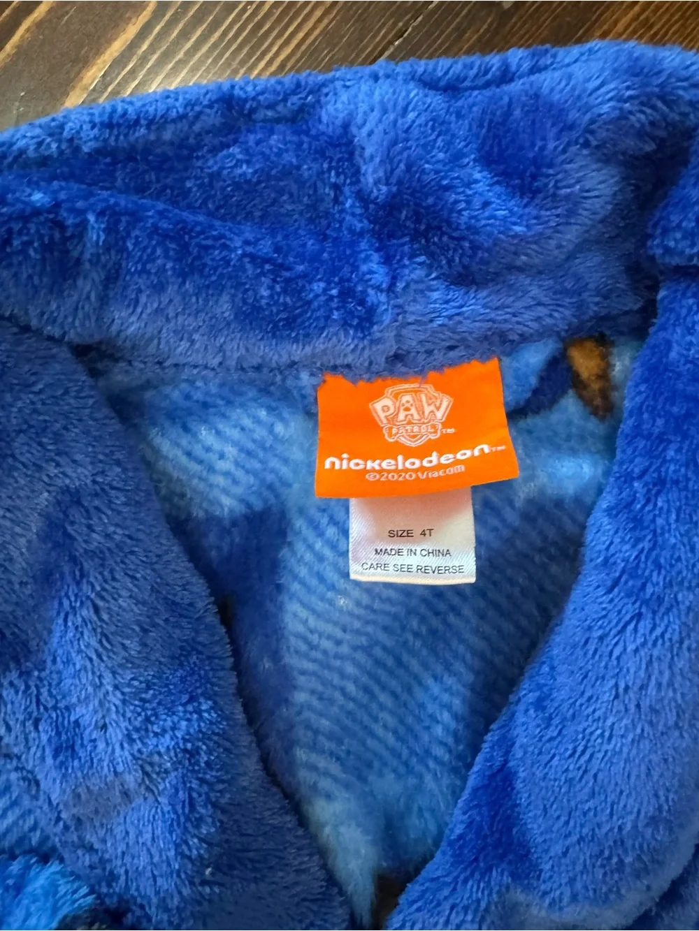 Nickelodeon Paw Patrol Plush Blue Kids Robe with Character Print
